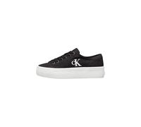 Calvin Klein Sneaker con Suela Vulcanizada Mujer Flatform Low Top, Negro (Black/Bright White), 39