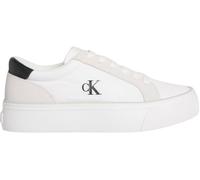 Calvin Klein Sneaker con Suela Vulcanizada Mujer Flatform Nylon Mix con Logotipo, Blanco (Bright White/Black), 40