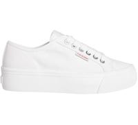 Calvin Klein Sneaker con Suela Vulcanizada Mujer Logo Tag con Plataforma, Blanco (Bright White), 41