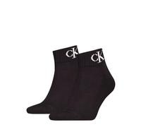 Calvin Klein Socks Organic Cotton Monogram Quarter Calcetín, Black, 39-42 (Pack de 2) De Las Mujeres