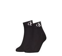 Calvin Klein Socks Organic Cotton Monogram Quarter Calcetín, Black, 40-42 (Pack de 2) De Las Mujeres