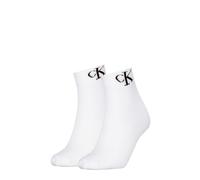 Calvin Klein Socks Organic Cotton Monogram Quarter, Calcetín De las mujeres, White,