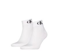 Calvin Klein Socks Organic Cotton Monogram Quarter Calcetín, White, 43 to 46 (Pack de 2) de los Hombres