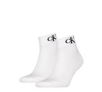 Calvin Klein Socks Organic Cotton Monogram Quarter Calcetín, White, 43 to 46 (Pack de 2) de los Hombres