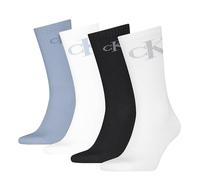 Calvin Klein Socks Shadow Rib Logo Calcetín de tripulación, White/Blue, Altoa única (Pack de 4) de los Hombres