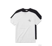 Calvin Klein Ss 30s Classic Micro Tee Bright White/oatmeal Talla: M | Camisetas Básicas Outlet | Hombre | Blanco