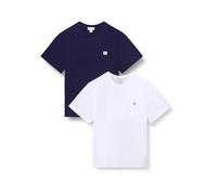 Calvin Klein SS Badge tee 2Pk Lv04Rd248G Camisetas, Multi (Maritime Navy/Bright White), M para Hombre