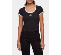 Calvin Klein Ss Monologo Scoop Neck Top Black Talla: XS | Camisetas de Seda Outlet | Mujer | Negro