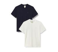 Calvin Klein SS Stretch Cotton Slim tee 2pk Lv04ld245g Camisetas, Multi (Bright White/Dark Sapphire), S para Hombre