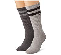 Calvin Klein Stripe Sock 2 Pack, Gris (Light Grey Melange), 39 (Pack de 2) para Hombre