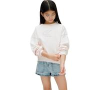 Calvin Klein Sudadera Chicas con Cuello Redondo, Marfil (Pearl 12-1304 Tcx), 8 Años