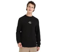 Calvin Klein Sudadera Hombre Monologo Waffle con Cuello Redondo, Negro (CK Black), XS