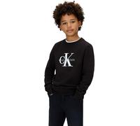Calvin Klein Sudadera Infantil Unisex Monogram Terry con Cuello Redondo, Negro (CK Black), 12 Años