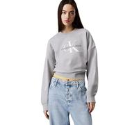 Calvin Klein Sudadera Mujer Monologo French Terry con Cuello Redondo, Gris (Heroic Grey Heather), L