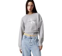 Calvin Klein Sudadera Mujer Monologo French Terry con Cuello Redondo, Gris (Heroic Grey Heather), S