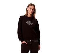 Calvin Klein Sudadera Mujer Monologo French Terry con Cuello Redondo, Negro (Black), L