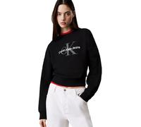 Calvin Klein Sudadera Mujer Monologo French Terry con Cuello Redondo, Negro (Black), XS
