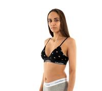 Calvin Klein Sujetador Bralette Mujer Triangle Relleno extraíble, Negro (Black Diamond Logo Print), XS