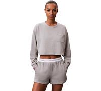 Calvin Klein Sweatshorts Mujer Logo Jersey con logotipo en la cintura, Gris (Grey Heather), L