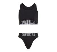 Calvin Klein Bikini Tipo Bralette de Dos Piezas Chicas con Logotipo en la Cintura, Negro (Pvh Black), 12-14 Años