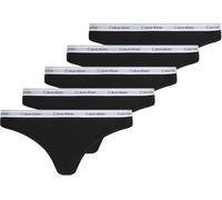 Calvin Klein Tangas Mujer Pack de 5 Thong Low-Rise de algodón elástico, Multicolor (Black/Black/Black/Black/Black), L