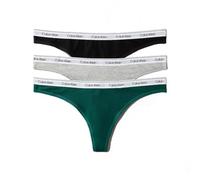 Calvin Klein Tangas Pack de 3 Mujer Thong Ropa Interior, Multicolor (Black/Grey Heather/Turf), L