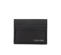 Calvin Klein Tarjetero de cuero liso negro para hombre, negro