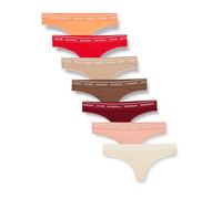 Calvin Klein Thong 7Pk 000QF5937E Tangas, Multicolor (Tpca/Gentle/Red/Cml/Tfet/Exact/Orng), S para Mujer