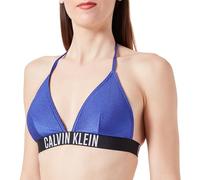 Calvin Klein Top de Bikini Triangular Mujer de Canalé, Azul (Midnight Lagoon), XS