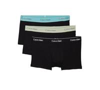Calvin Klein Traje de baño elástico de algodón para hombre, talle bajo, paquete de 3, color negro con cintura de contraste, Negro/Beau/Leafy, XL