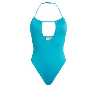 Calvin Klein Traje de baño Mujer Plunge One Piece con Efecto Arrugado, Azul (Adriatic Blue), XS