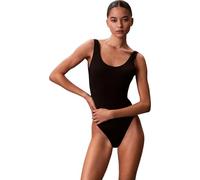 Calvin Klein Traje de baño Mujer Scoop Back One Piece con Espalda escotada, Negro (20242 Icon Cotton Emblem W Black), M