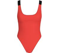 Calvin Klein Traje de baño Mujer Scoop Back One Piece con Logotipo en los Tirantes, Rojo (Flaming Chili), XS