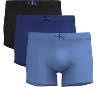 Calvin Klein Trunk 3Pk - Negro con Azul River Fog Azul - Talla S - Paquete de 3