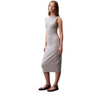 Calvin Klein Vestido Bodycon Mujer Contour Midi de canalé, Gris (Heroic Grey Heather), XL
