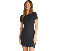 Calvin Klein Vestido Bodycon Mujer Washed Woven Label Rib Corto, Gris (Washed Black), XXS