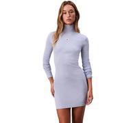 Calvin Klein Vestido Bodycon Mujer Woven Label Ribbed Mini con Cuello Alto, Azul (Casual Blue), M