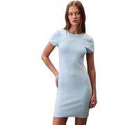 Calvin Klein Vestido Camisero Corta Mujer Mini con Cuello Redondo, Azul (Cool Blue), 2XS