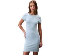 Calvin Klein Vestido camisero corta Mujer Mini con cuello redondo, Azul (Cool Blue), L