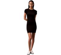 Calvin Klein Vestido camisero corta Mujer Mini con cuello redondo, Negro (Black), M