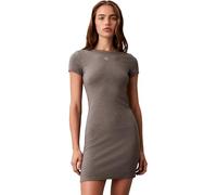 Calvin Klein Vestido Camisero Corta Mujer Mini con Cuello Redondo, Negro (Med Gray Heather), L