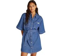 Calvin Klein Vestido Camisero Vaquero Mujer Linen Boxy Belted Denim, Azul (Denim Medium), XL