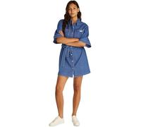 Calvin Klein Vestido Camisero Vaquero Mujer Linen Boxy Belted Denim, Azul (Denim Medium), XS