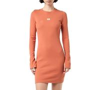 Calvin Klein Vestido Mujer Woven Label Rib Short Dress Manga larga, Naranja (Aragon), M