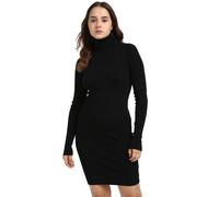 Calvin Klein Vestido Tipo Jersey Mujer Woven Label Tight Sweater Dress con Cuello Vuelto, Negro (CK Black), XS