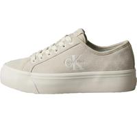 Calvin Klein Vulcanized Sneaker Mujer Laceup Suede con Logotipo, Blanco (Marshmallow), 38