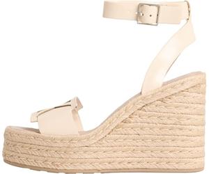 Calvin Klein Wedge Espad 70 Embl LTH HW0HW02897 - Alpargatas de cuña para Mujer, Color Amarillo (anacardo Claro), 5