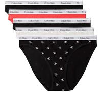 Calvin Klein Women Bikini 5PK Pink (Black/Black/Snow Heather/Punch P) M