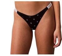 Calvin Klein Women Dipped String Thong Blue (Diamond Logo Shoreline/Blue Descent) L