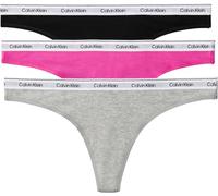 Calvin Klein Women Thong 3PK Purple (Black/Grey Heather/Stunning Orchid) L